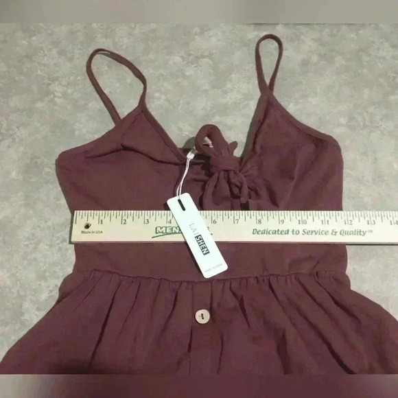 LAISHEN size small vneck tie front pockets spaghetti strap stretchy lightweight - Picture 8 of 8